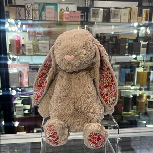 Floral-Eared Tan Stuffed Bunny